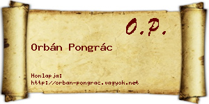 Orbán Pongrác névjegykártya